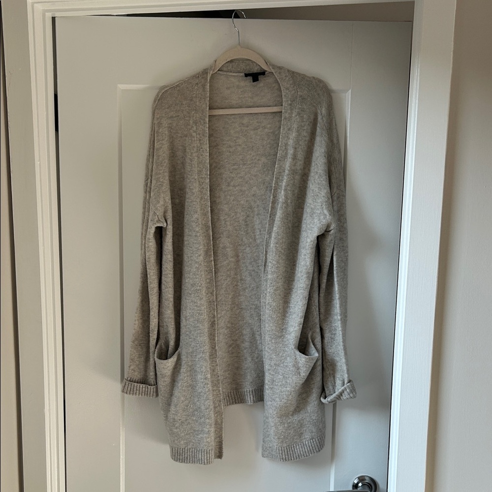 J. Crew Light Gray Open-Front Knit Cardigan
